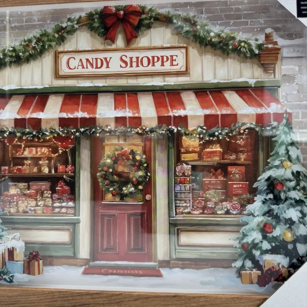 Hobby Lobby Winter Candy Shop Framed Wall Decor – Christmas Holiday Decor – NEW